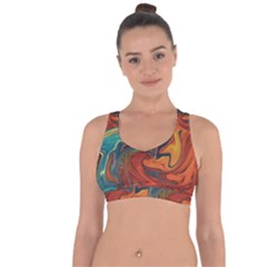 Abstract Art Pattern Cross String Back Sports Bra