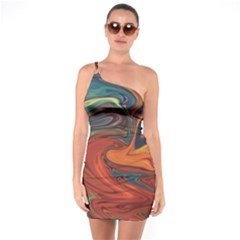 Abstract Art Pattern One Soulder Bodycon Dress