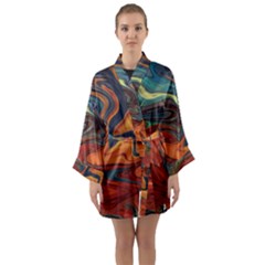 Abstract Art Pattern Long Sleeve Kimono Robe