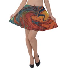 Abstract Art Pattern Velvet Skater Skirt by HermanTelo