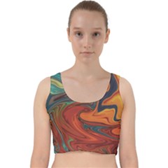 Abstract Art Pattern Velvet Racer Back Crop Top