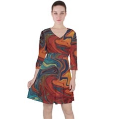 Abstract Art Pattern Ruffle Dress