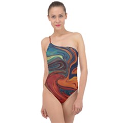 Abstract Art Pattern Classic One Shoulder Swimsuit