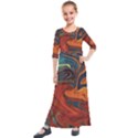 Abstract Art Pattern Kids  Quarter Sleeve Maxi Dress View1