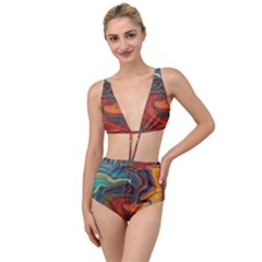 Abstract Art Pattern Tied Up Two Piece Swimsuit by HermanTelo