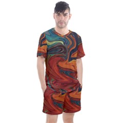 Abstract Art Pattern Men s Mesh Tee And Shorts Set