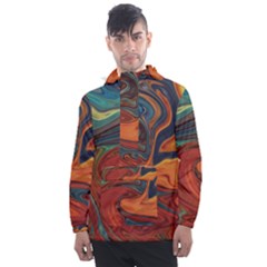 Abstract Art Pattern Men s Front Pocket Pullover Windbreaker