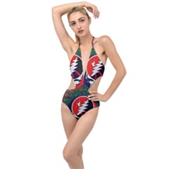 Grateful Dead Plunging Cut Out Swimsuit by Sapixe