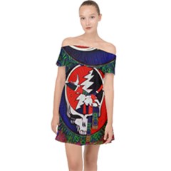 Grateful Dead Off Shoulder Chiffon Dress by Sapixe