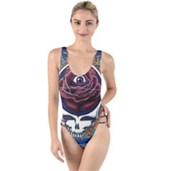 Grateful Dead Ahead Of Their Time High Leg Strappy Swimsuit by Sapixe