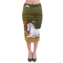 Cute Fairy With Unicorn Foal Midi Pencil Skirt by FantasyWorld7