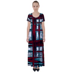 Abstract Color Background Form High Waist Short Sleeve Maxi Dress