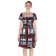 Abstract Color Background Form Short Sleeve Bardot Dress