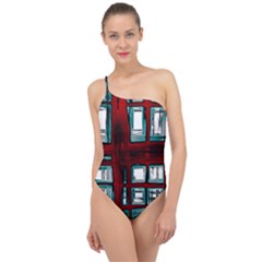 Abstract Color Background Form Classic One Shoulder Swimsuit