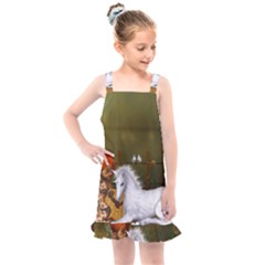 Cute Fairy With Unicorn Foal Kids  Overall Dress by FantasyWorld7