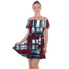 Abstract Color Background Form Off Shoulder Velour Dress