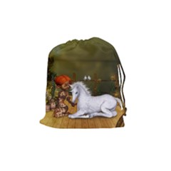 Cute Fairy With Unicorn Foal Drawstring Pouch (medium)