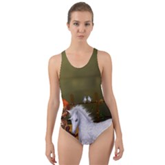 Cute Fairy With Unicorn Foal Cut-out Back One Piece Swimsuit by FantasyWorld7