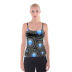 Abstract Glossy Blue Spaghetti Strap Top