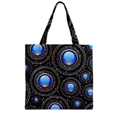 Abstract Glossy Blue Zipper Grocery Tote Bag