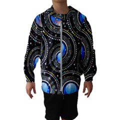 Abstract Glossy Blue Kids  Hooded Windbreaker