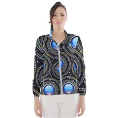 Abstract Glossy Blue Women s Windbreaker