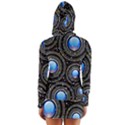 Abstract Glossy Blue Long Sleeve Hooded T-shirt View2