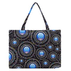 Abstract Glossy Blue Zipper Medium Tote Bag