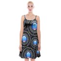 Abstract Glossy Blue Spaghetti Strap Velvet Dress View1