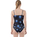 Abstract Glossy Blue Cut Out Top Tankini Set View2