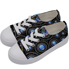 Abstract Glossy Blue Kids  Low Top Canvas Sneakers