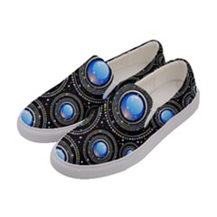 Abstract Glossy Blue Women s Canvas Slip Ons