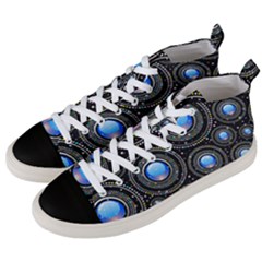 Abstract Glossy Blue Men s Mid-top Canvas Sneakers by HermanTelo