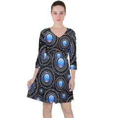 Abstract Glossy Blue Ruffle Dress by HermanTelo