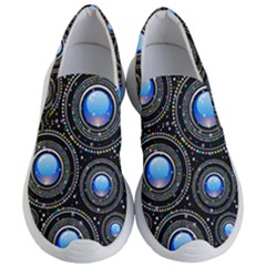 Abstract Glossy Blue Women s Lightweight Slip Ons