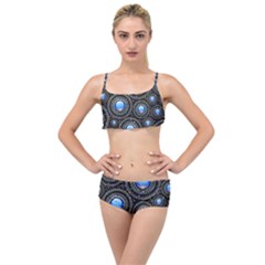 Abstract Glossy Blue Layered Top Bikini Set