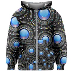 Abstract Glossy Blue Kids  Zipper Hoodie Without Drawstring