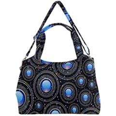 Abstract Glossy Blue Double Compartment Shoulder Bag