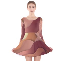 Autumn Copper Gradients Long Sleeve Velvet Skater Dress