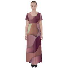 Autumn Copper Gradients High Waist Short Sleeve Maxi Dress