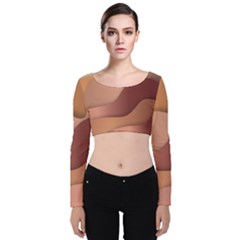 Autumn Copper Gradients Velvet Long Sleeve Crop Top