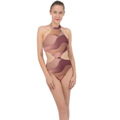 Autumn Copper Gradients Halter Side Cut Swimsuit