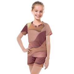 Autumn Copper Gradients Kids  Mesh Tee And Shorts Set