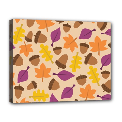 Acorn Leaves Pattern Canvas 14  X 11  (stretched)