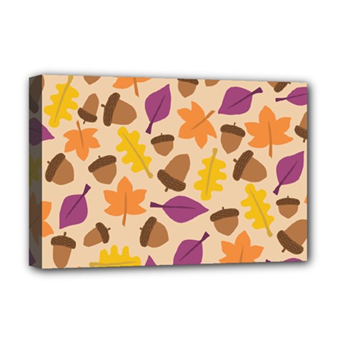 Acorn Leaves Pattern Deluxe Canvas 18  X 12  (stretched)