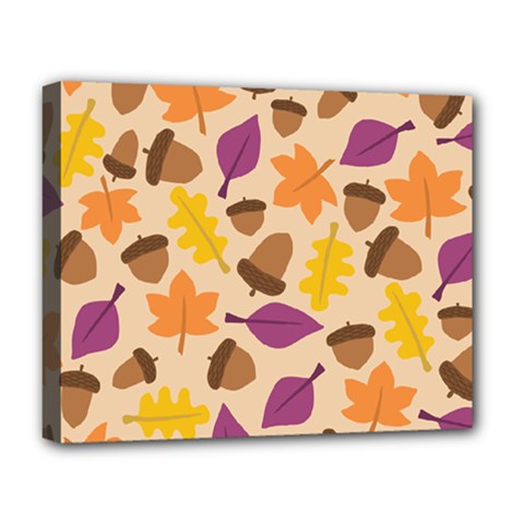 Acorn Leaves Pattern Deluxe Canvas 20  X 16  (stretched)