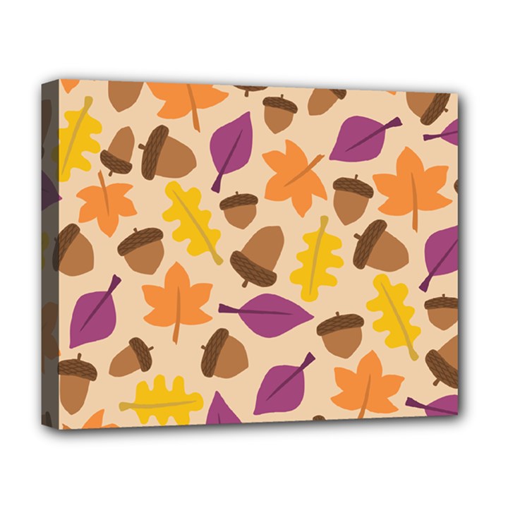 Acorn Leaves Pattern Deluxe Canvas 20  x 16  (Stretched)