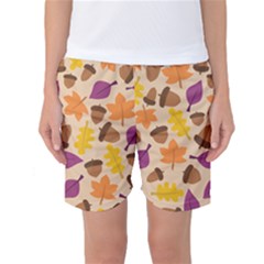 Acorn Leaves Pattern Women s Basketball Shorts by HermanTelo