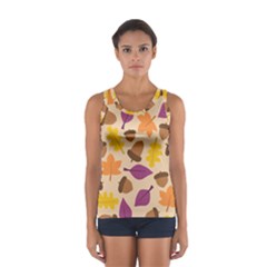 Acorn Leaves Pattern Sport Tank Top 