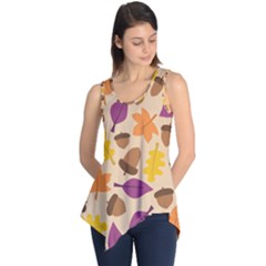 Acorn Leaves Pattern Sleeveless Tunic